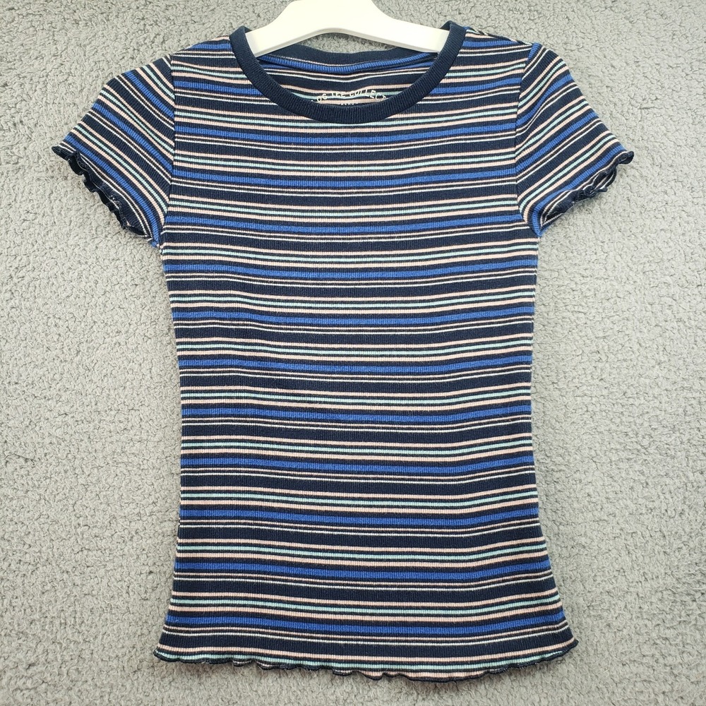 Aero Shirt womens XS The OG‎ Tee Collection Shrunken Blue and White Stripe